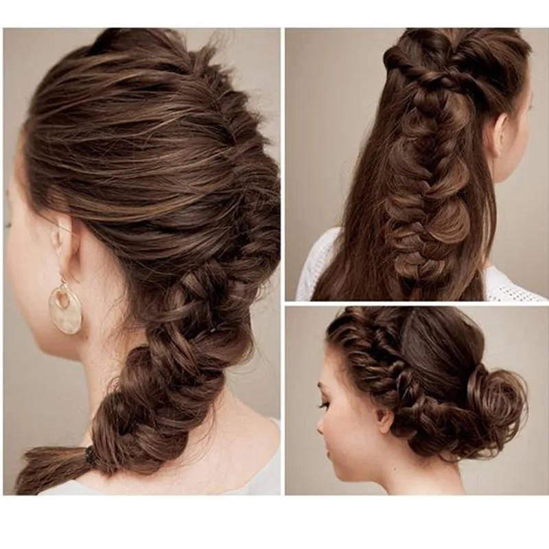 

Women Lady French Hair Braiding Tool Braider Roller Hook With Magic Hair Twist Styling Bun Maker Hair Band Accessories A239-5