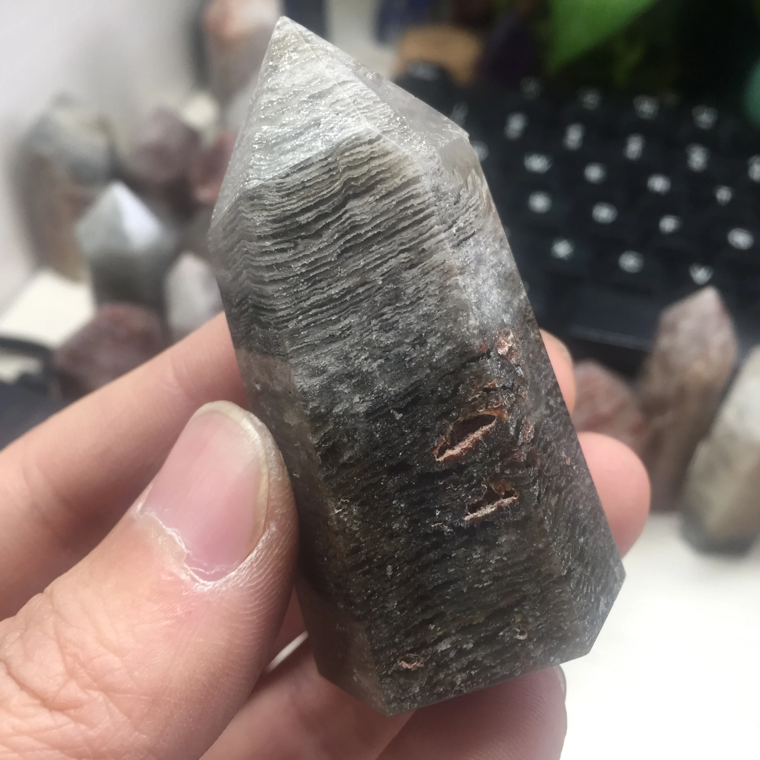 65 г натуральный заживляющий кристалл иерархический Phantom Quartz Wand Украшение камень #