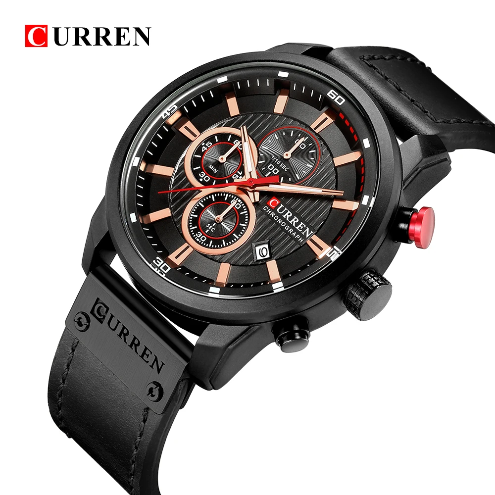 

CURREN Men watch Casual Leather Strap Quartz Watches Business Chronograph Wristwatch Waterproof Date Dispaly clock Montre Homme