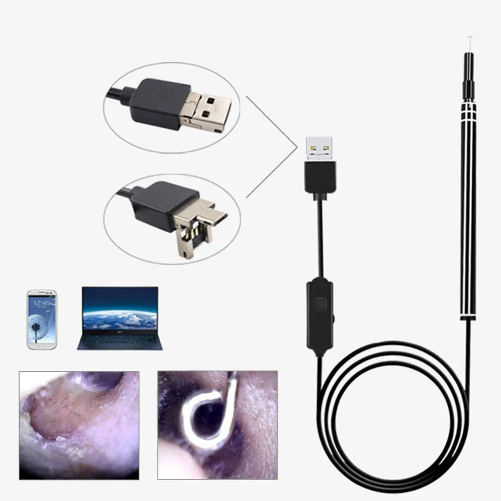 2 в 1 USB ушной эндоскоп с мини камерой уход за ушами Чистый инструмент подключение