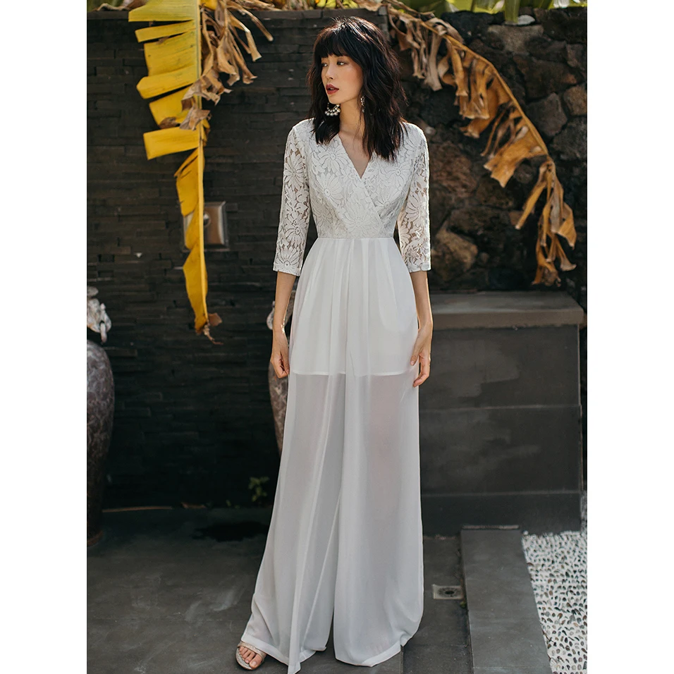 Высокая Марка подиума кружева комбинезон лето 2019 новые женские модные шифоновые