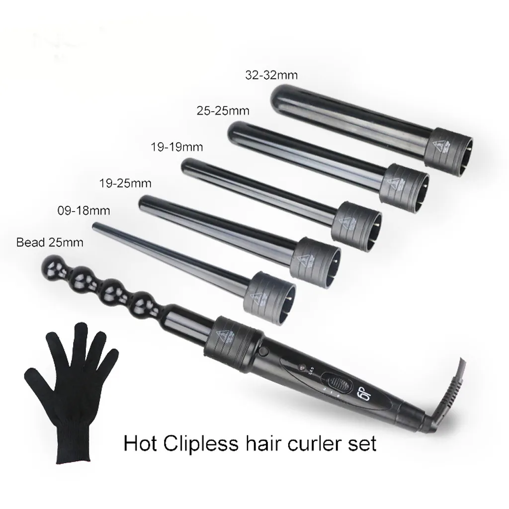 Сменный 6 в 1 для завивки, выпрямления волос гладить палочка Турмалин Керамика комплект бочки волос Инструменты для укладки США/ЕС Plug 2U81207
