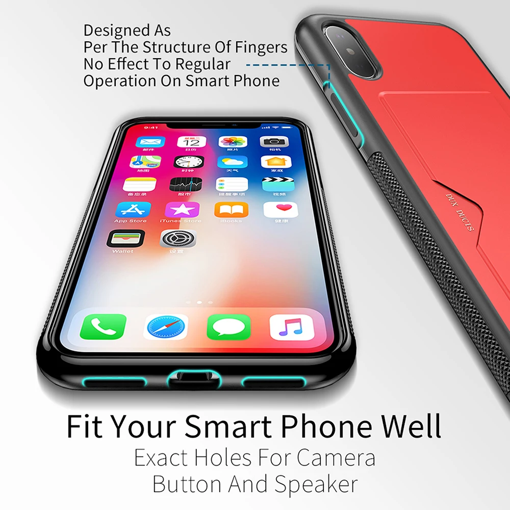 DUX DUCIS для iPhone XS Max чехол XsMax Роскошный из искусственной кожи с отделением карт X S Xr