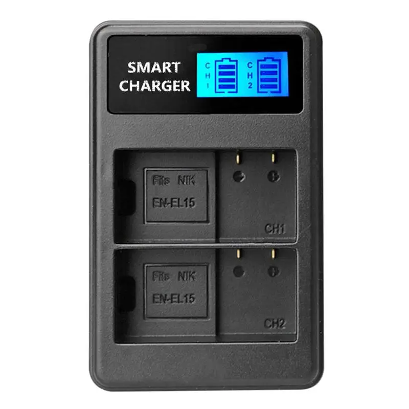 EN-EL15 ЖК-дисплей Дисплей USB Камера Батарея Зарядное устройство Dual Порты Смарт Батарея Зарядное устройство для Nikon D7000 D800 D600 Камера аксессуары