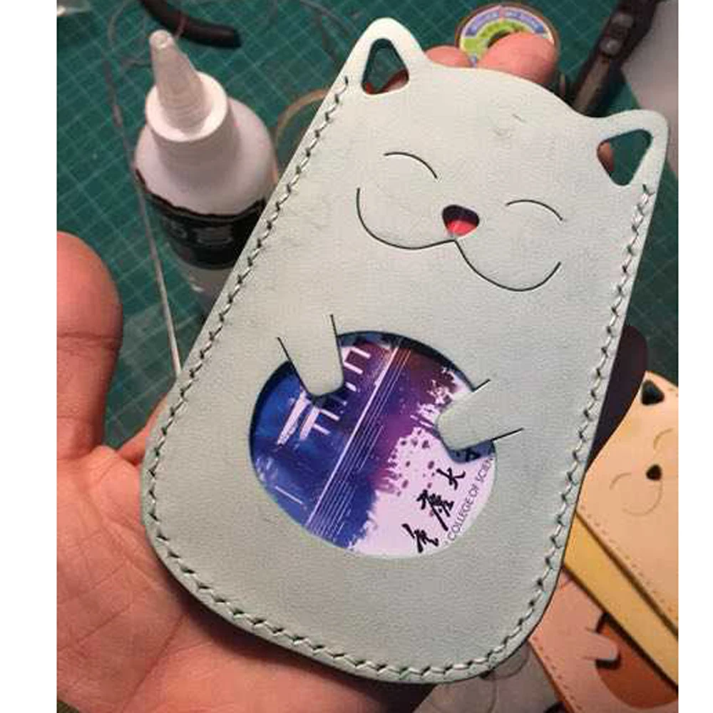 3 шт. японское стальное лезвие DIY кожаный ремесло милый кот держатель для карт сумка высечки Нож Плесень ручной станок удар набор инструментов 115x78 мм
