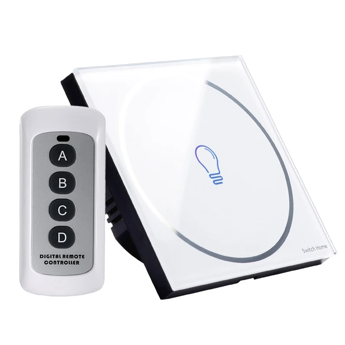 1 gang white remote Новинка, 1 комплект, сенсорный выключатель, беспроводной пульт дистанционного управления, ЕС, Великобритания, белая стеклянная панель, настенный выключатель, сенсорный настенный светильник - Цвет: 1 gang white remote
