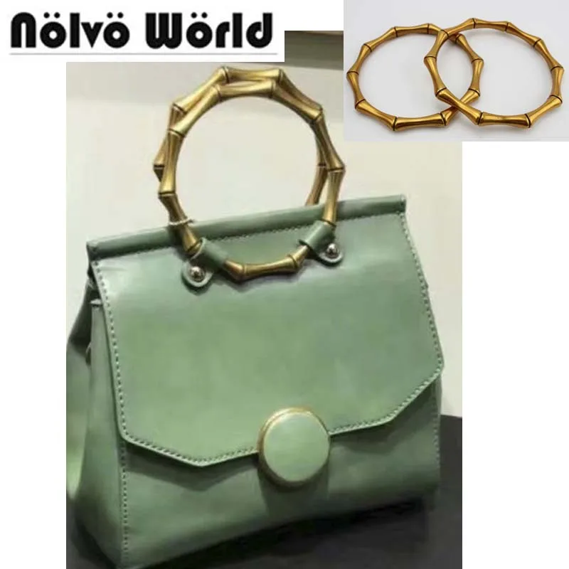 1 пара = 2 шт. круглые кольцевые ручки из бамбукового твердого сплава 11 см Золотое