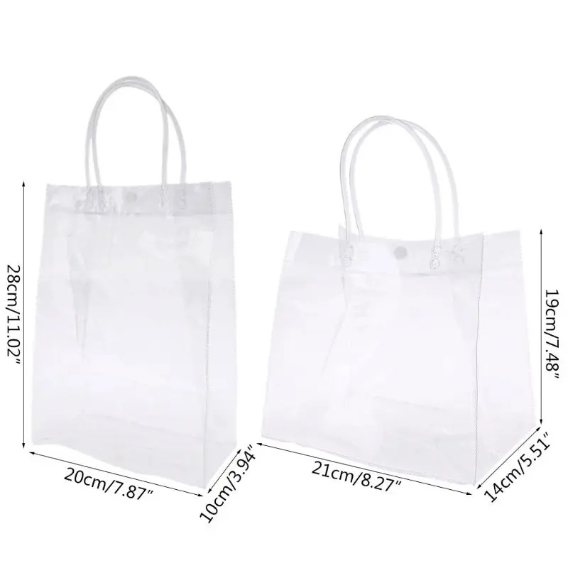 

THINKTHENDO Clear Tote Bag PVC Transparant Handbag With Handle Snap Wedding Party Favors Makeup Packaging Bags