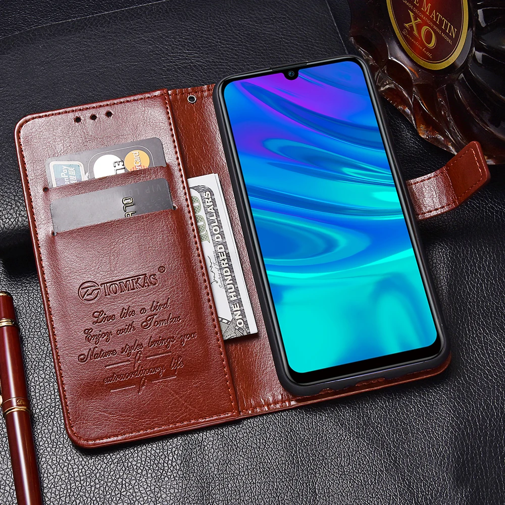 Кожаный чехол бумажник TOMKAS для Huawei P Smart 2019 откидной с подставкой мягкий