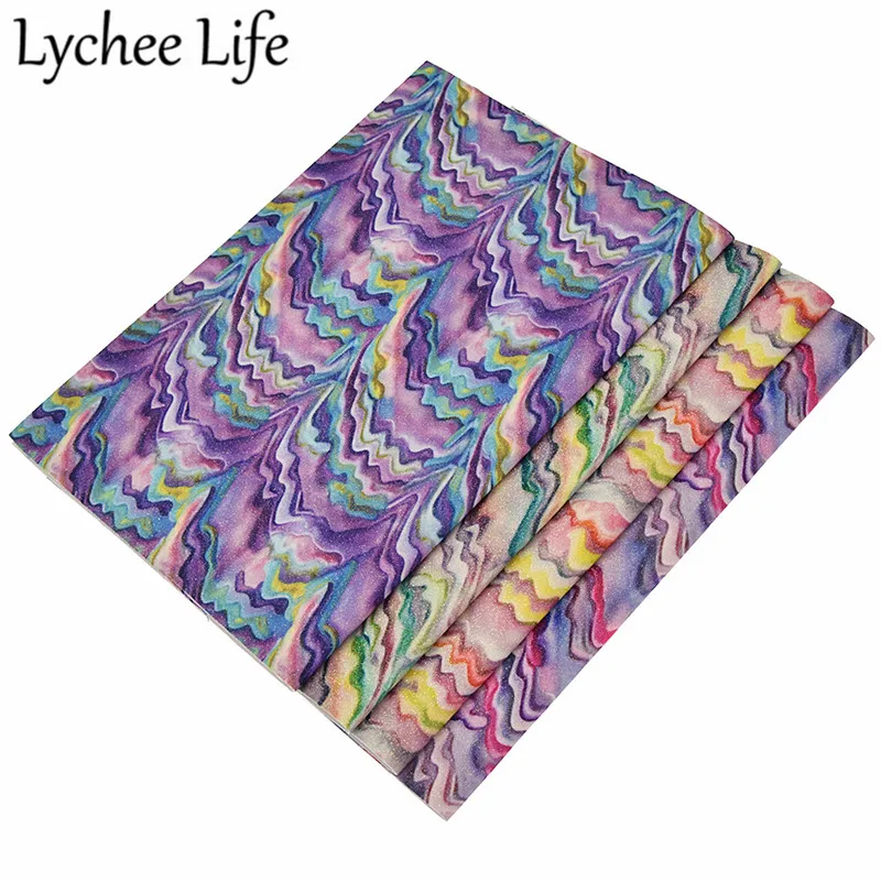 Lychee жизнь цветной глиттер Искусственная кожа ткань хит Цвет A4 PU 29x21 см Ткань DIY Ручная работа шитье ткань аксессуары