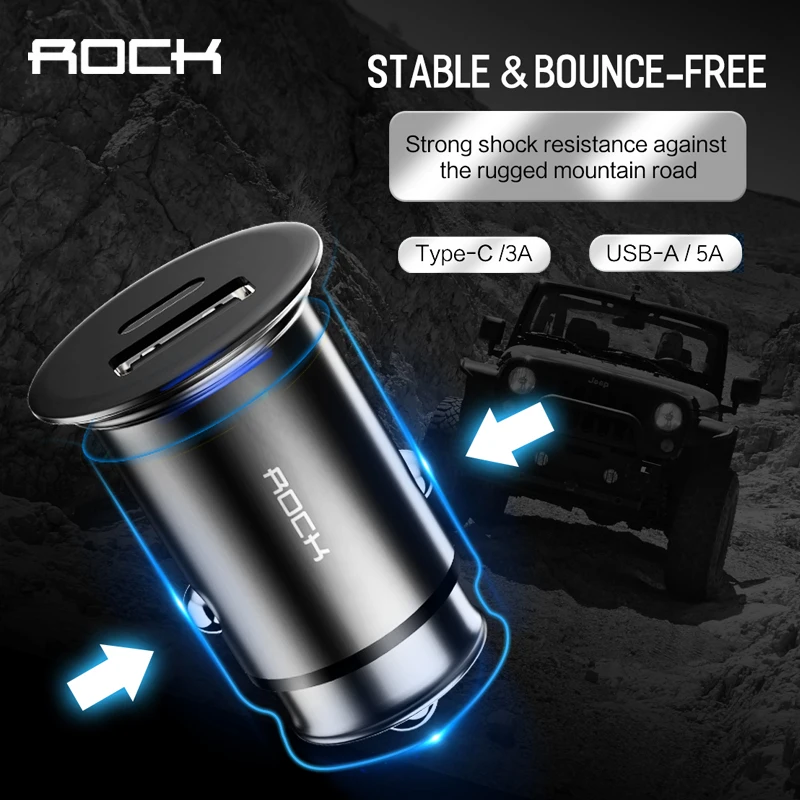 ROCK metal mini PD автомобильное зарядное устройство USB type c выход 5A Быстрая зарядка дорожный адаптер прикуриватель для iphone xs телефон автомобильное зарядное устройство