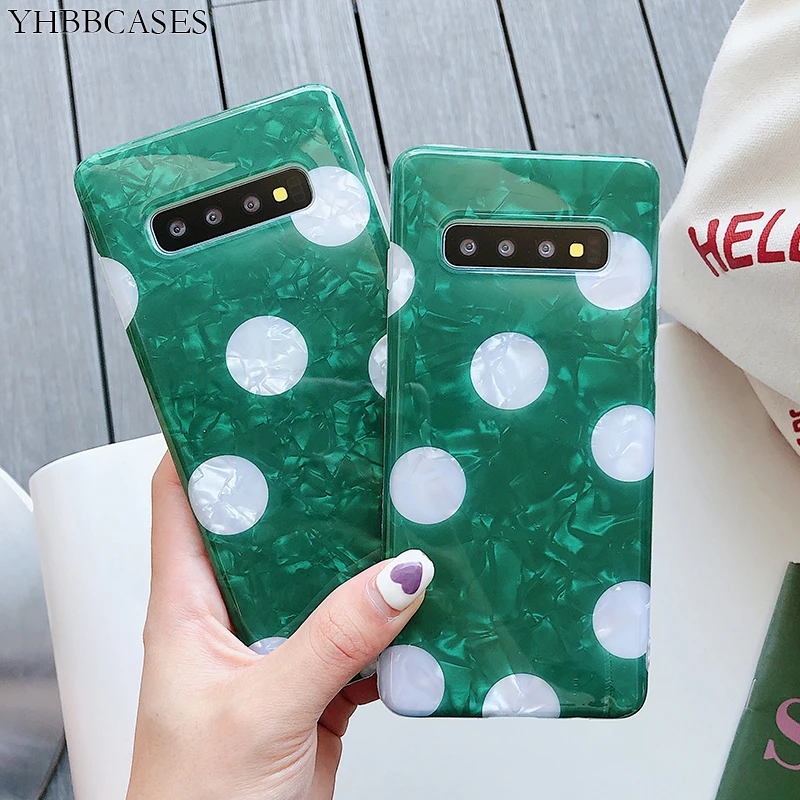 Мягкие чехлы YHBBCASES в горошек стиле ретро для Samsung Galaxy S8 S9 S10 Plus чехол Note 8 9 Модный с
