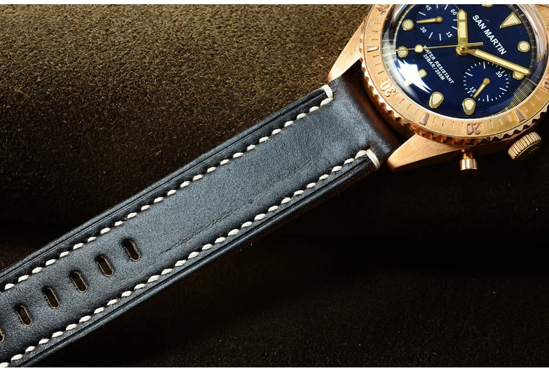 Часы San Martin Sixty-Five бронзовые автоматические часы для дайвинга ETA7753 часы с хронографом 200 м водонепроницаемые бронзовые часы в ретро-стиле