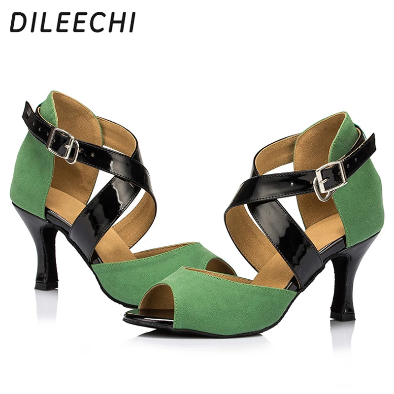 DILEECHI брендовая зеленая женская обувь для танцев бальных сальсы | Спорт и