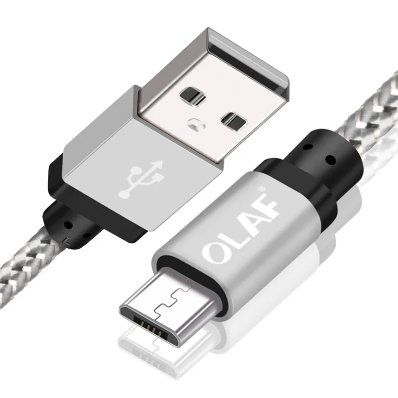Олаф микро USB кабель 1 м 2 м 3 м Быстрая зарядка USB кабель для передачи данных для samsung S6 S7 Xiaomi 4X LG планшет Android мобильный телефон usb зарядка - Цвет: Silver
