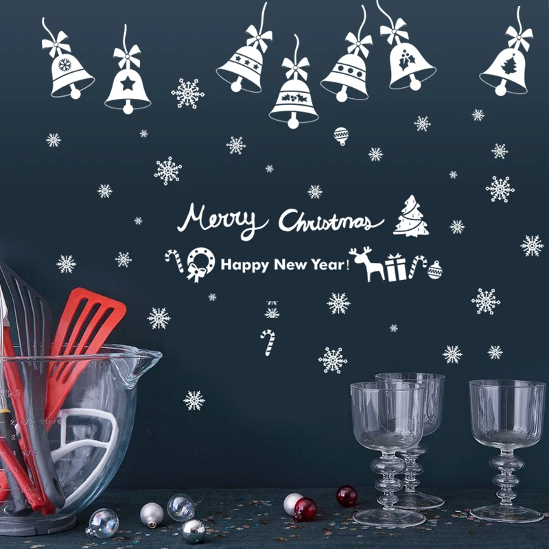 

Merry Christmas bells DIY Vinyl Wall Stickers Glass window Home Decor Art Decals creative 3D Wallpaper decoration