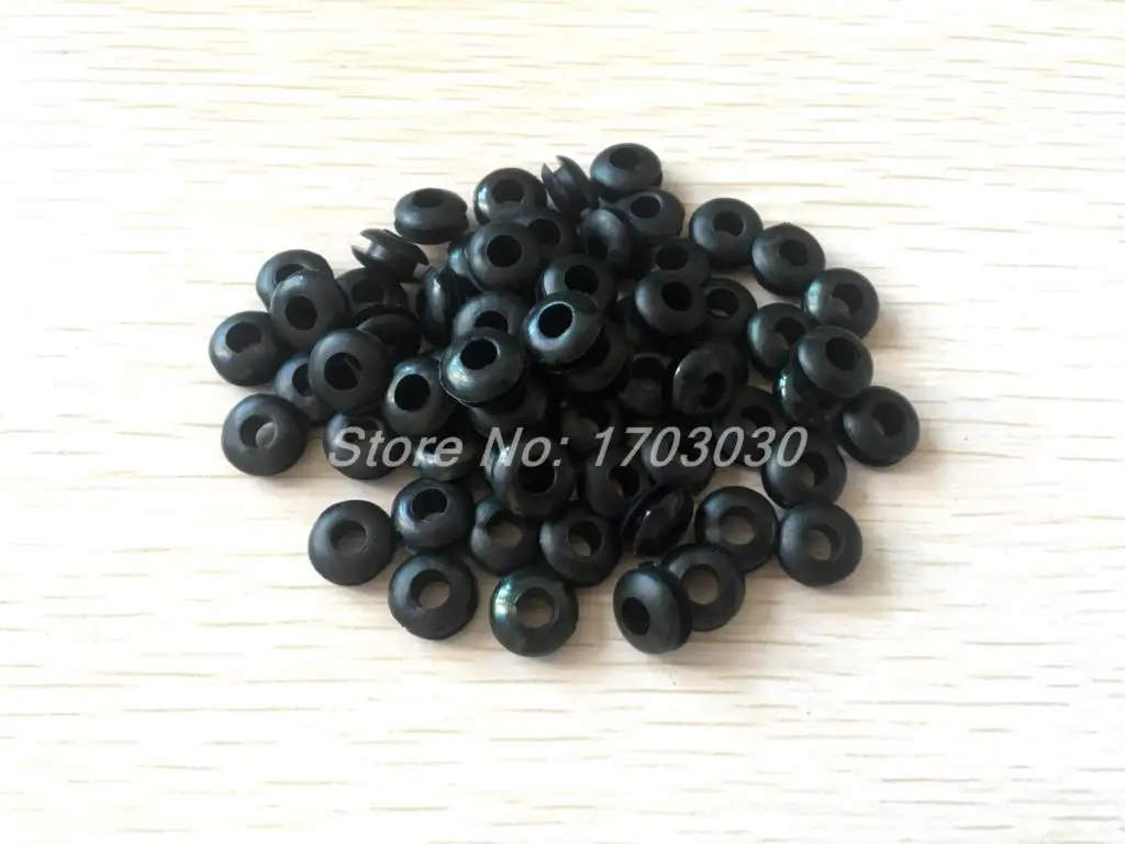 

100pcs Blakc Rubber Wiring Grommets Ring Cable Protector 5mm Dia