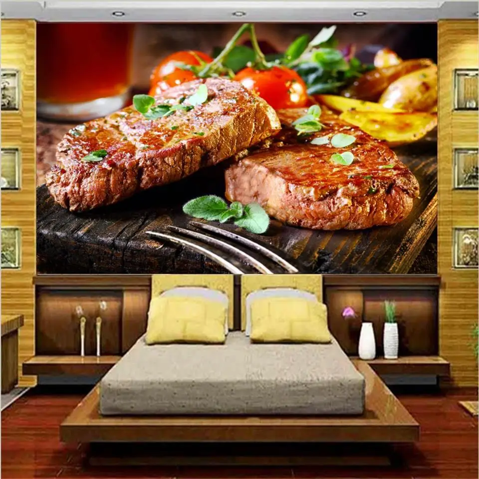3d обои фотообои на заказ Фреска для гостиной стейк фотография живопись фон