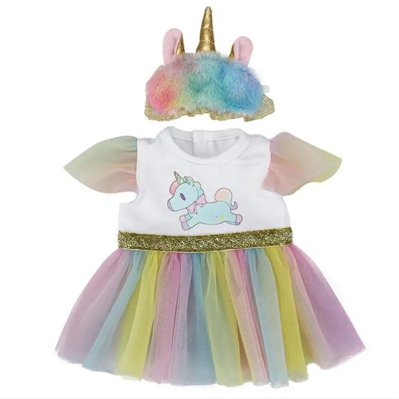 Born New Baby Doll Одежда Аксессуары подходит 18 дюймов 43 см Белый Единорог волосы с куклой девочки и мальчики одежда костюм для ребенка подарок