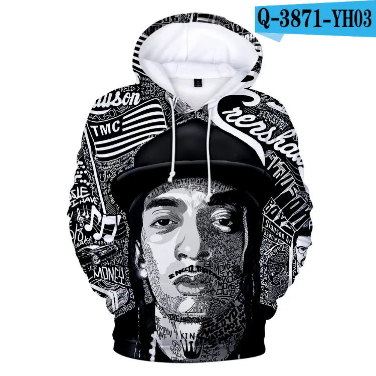 Nipsey Hussle толстовки с 3D принтом повседневные толстовки брелок для ключей в стиле ретро одежда с длинными рукавами Kpop топы с капюшоном плюс размер - Цвет: G