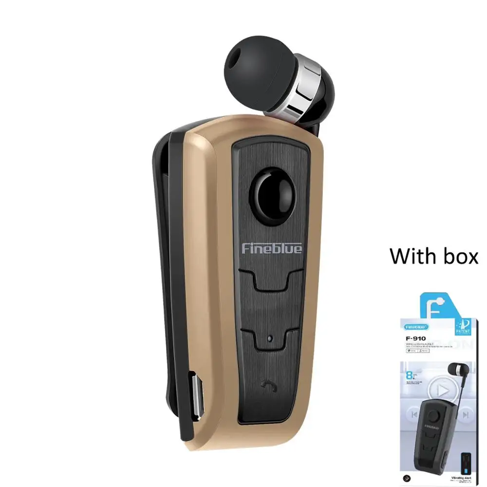 Gold with box FineBlue F910 мини беспроводной Auriculares драйвер Bluetooth гарнитура звонки напоминают износ вибрации клип спортивные наушники для бега - Цвет: Gold with box