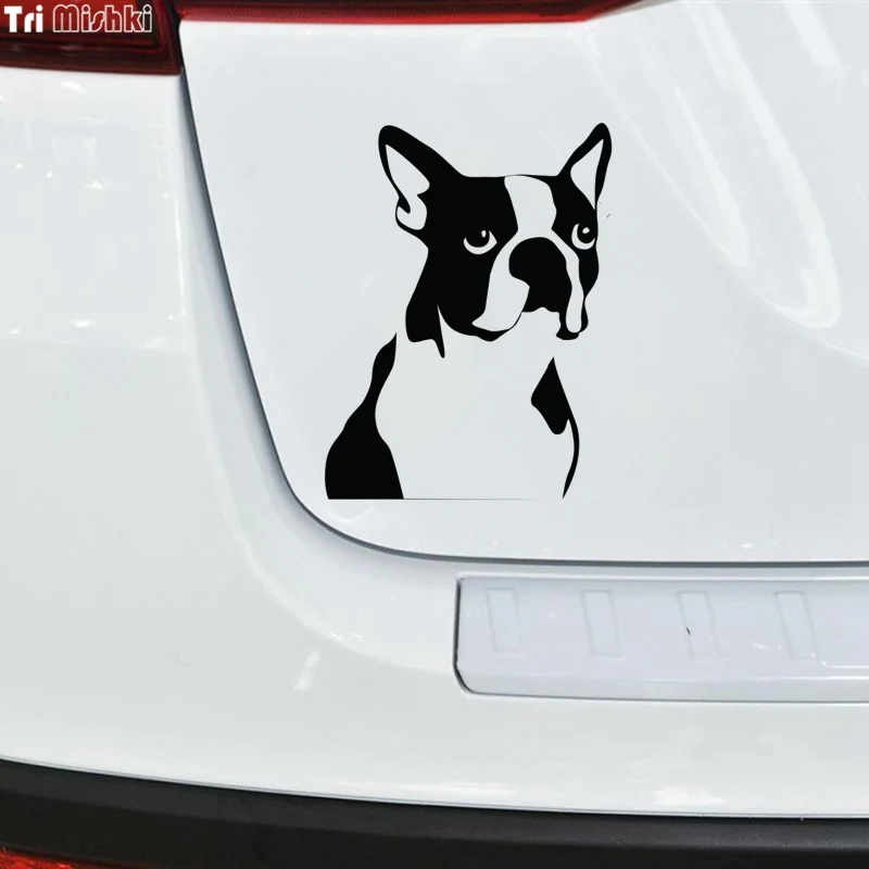 Три мишки HZX678 #15*20 см Love Boston Terrier dog Автомобильная наклейка на лобовое стекло