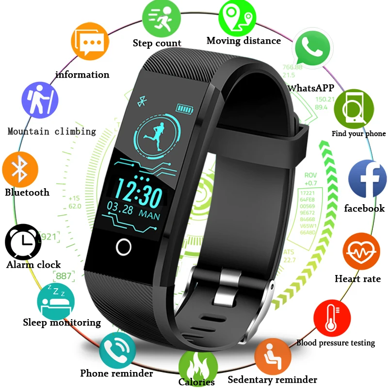 2018New Smartwatch для мужчин фитнес-трекер шагомер спортивные часы кровяное давление