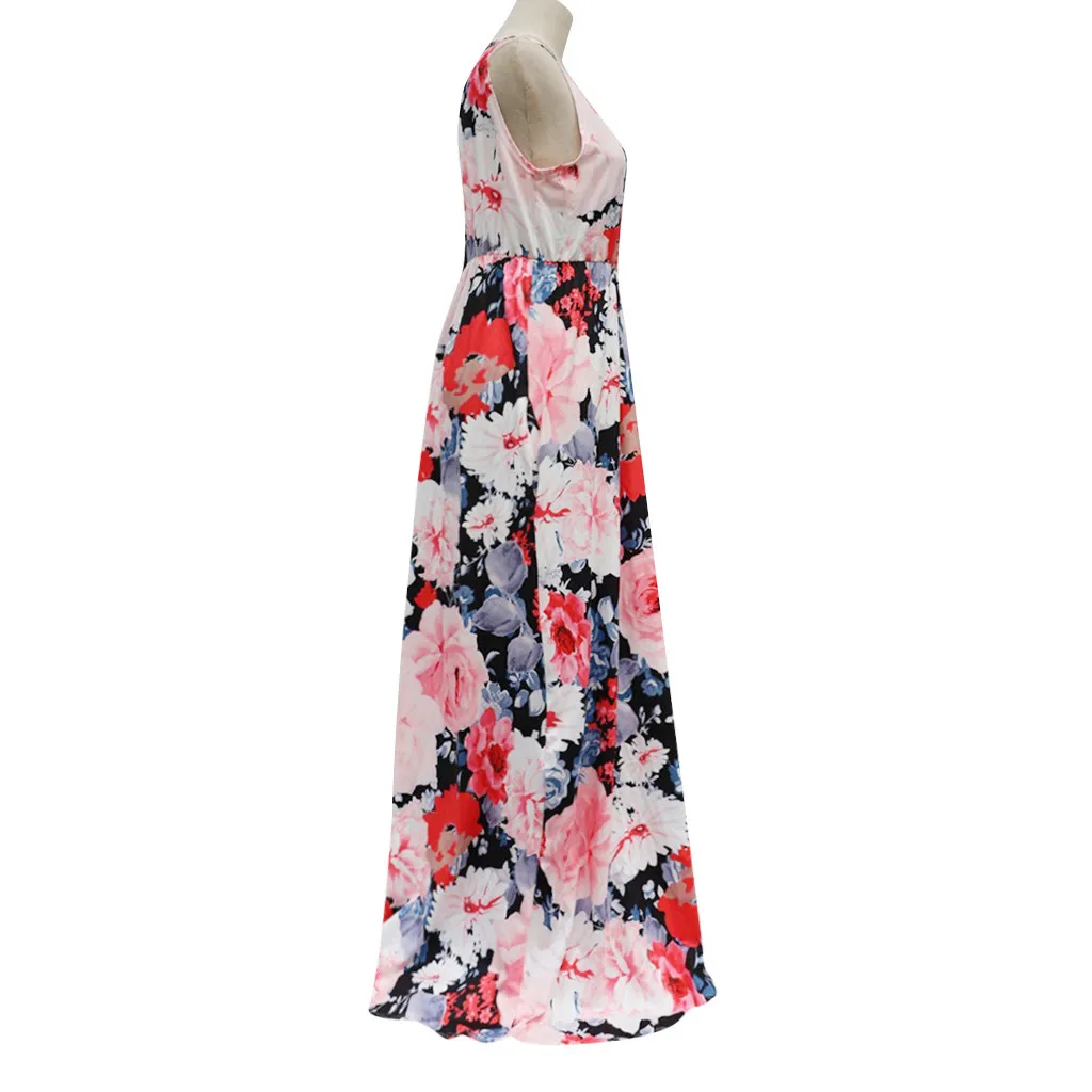 Большие размеры летнее женское платье пикантные с цветочным принтом в винтажном