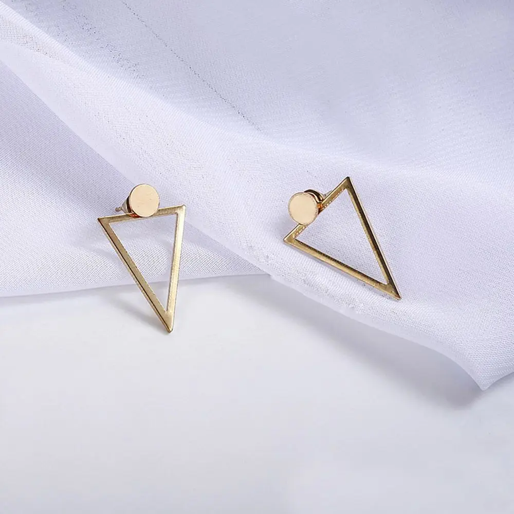 

1Pair New Fashion Design Gold Color Hollow Triangle Stud Earrings For Women simple Elegant Geometric Earrings