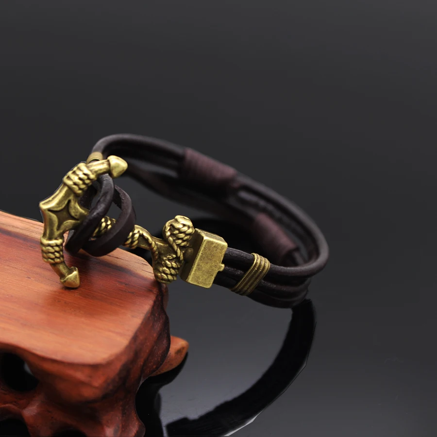 

new leather - plated bronze anchor Bracelet Multilayer Wrapped Retro Bracelet Fashion Ladies Fashion Jewelery Fashion Christmas