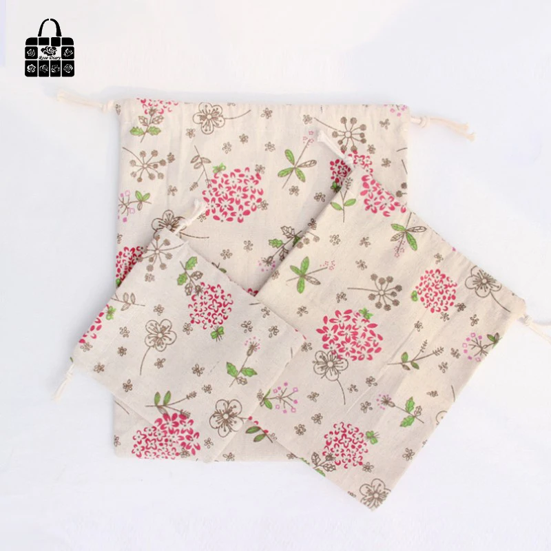 1 шт. красный одуванчик хлопок лен тканевый мешок для сбора пыли одежда дорожная