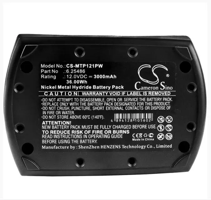 Аккумулятор Cameron Sino 3000 мАч для METABO BS 12 SP BSZ 12 12 Impuls 12 Premium BZ 12 SP SSP 12 ULA9.6-18 6,25486