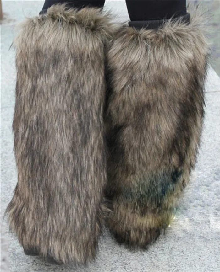 Розница женские теплые зимние гетры в римском стиле из искусственного меха 40 см