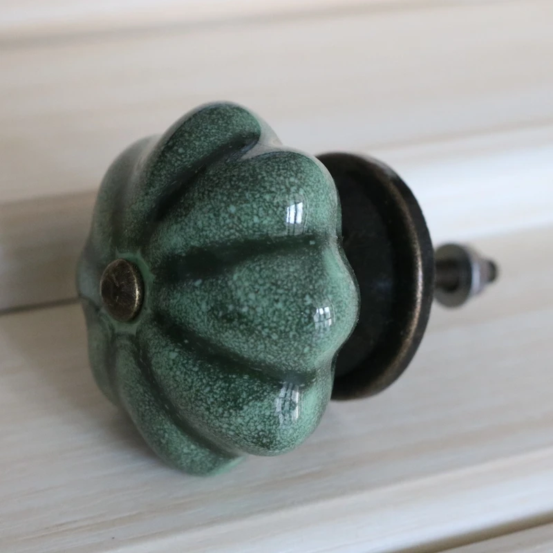 American Ceramic Handle Dark Green Stone Cabinet Wardrobe Retro Drawer Shoe Single Hole Bedside Table Pull | Обустройство дома