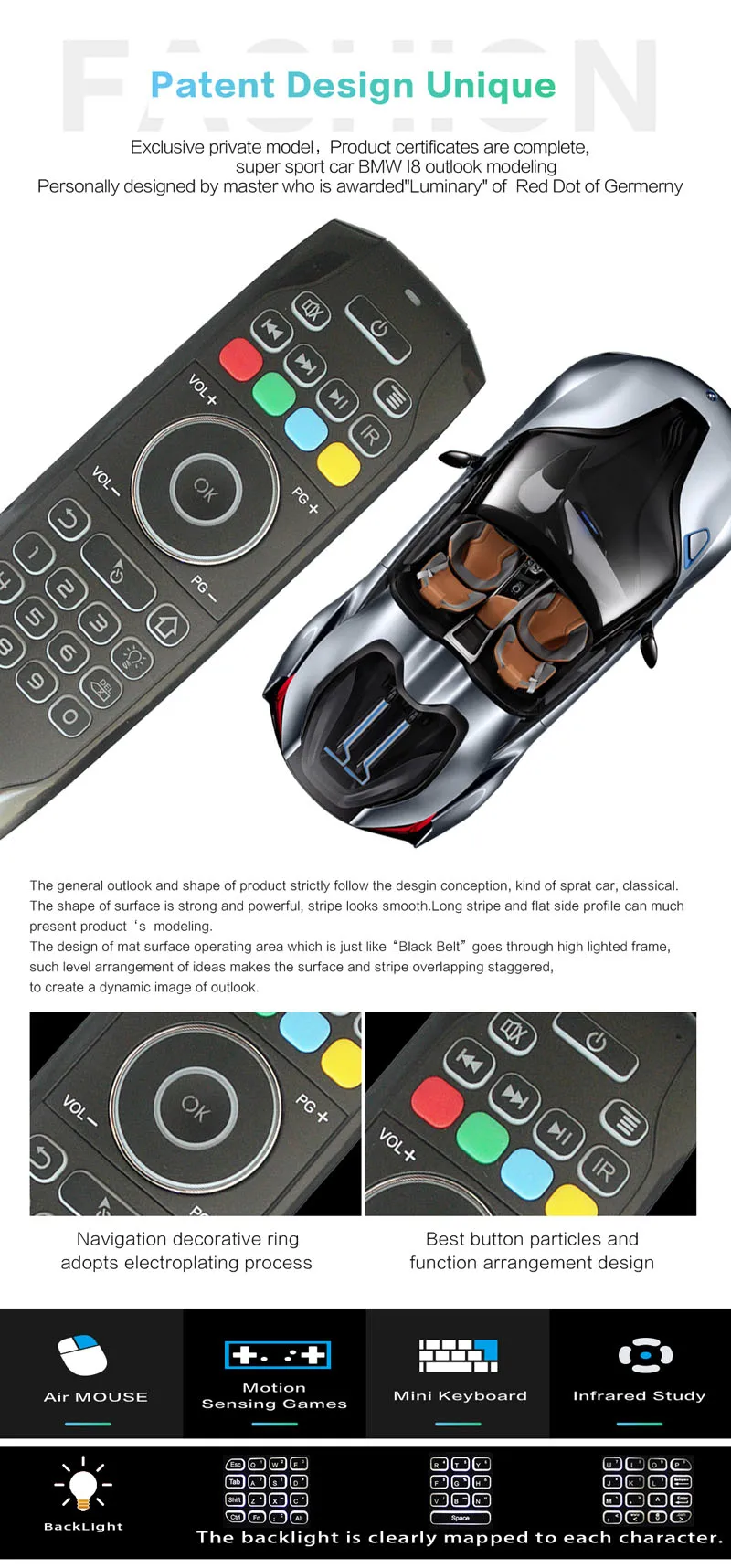 Новинка, беспроводная клавиатура G7 Air mouse с подсветкой, английская, русская, 2,4G, IRLearning, Fly Air mouse, с подсветкой, для Android tv Box