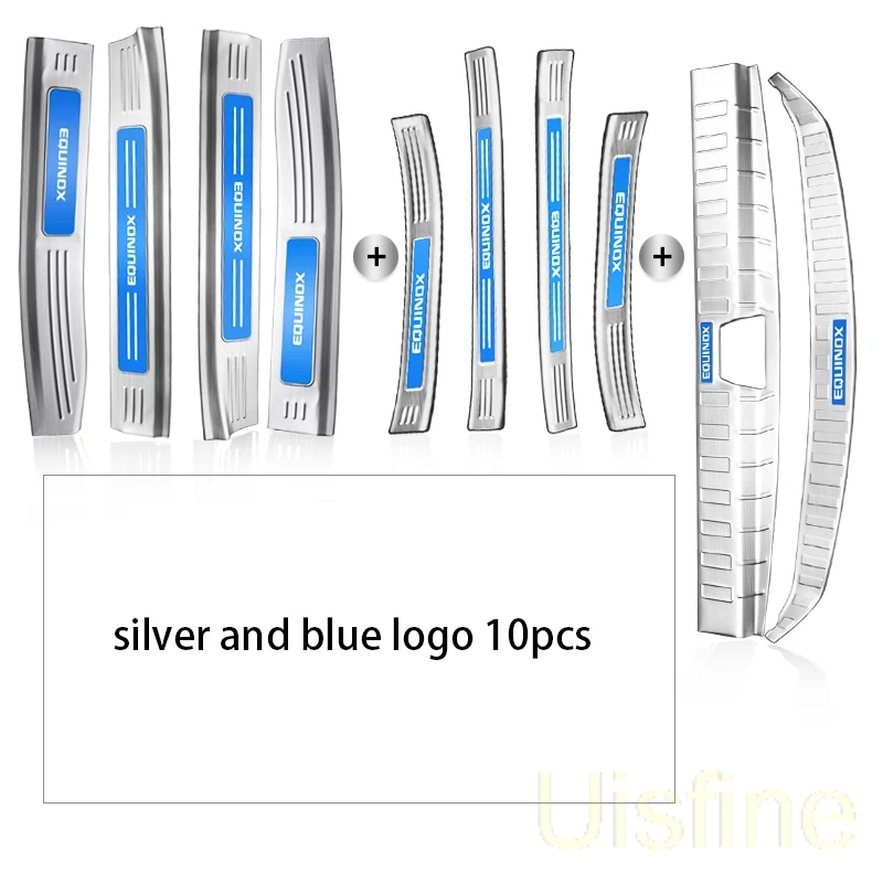 blue logo 10pcs Дверные пороги из нержавеющей стали приветствуются педали багажника защитная пластина модификация Декоративные наклейки для Chevrolet Equinox - Цвет: blue logo 10pcs