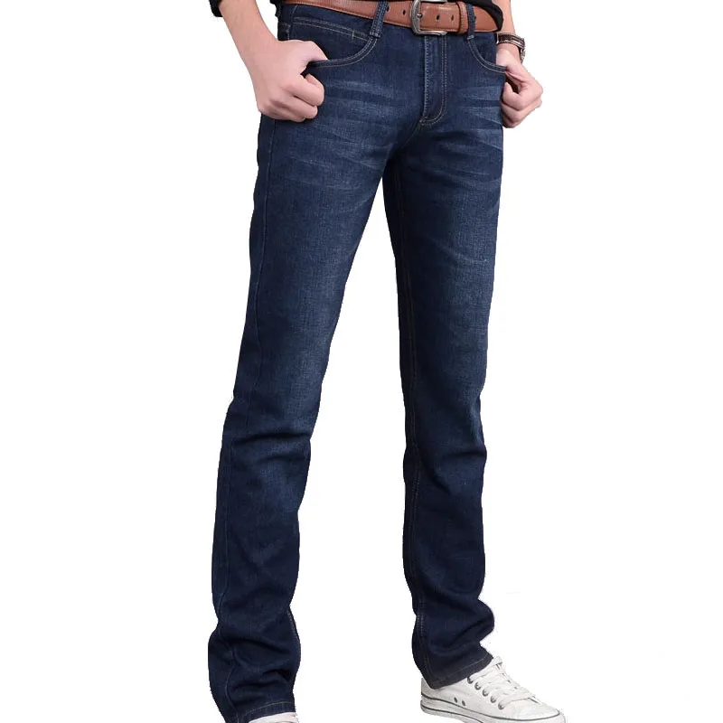 Джинсы мужские прямые со средней посадкой эластичные брюки темно синего цвета