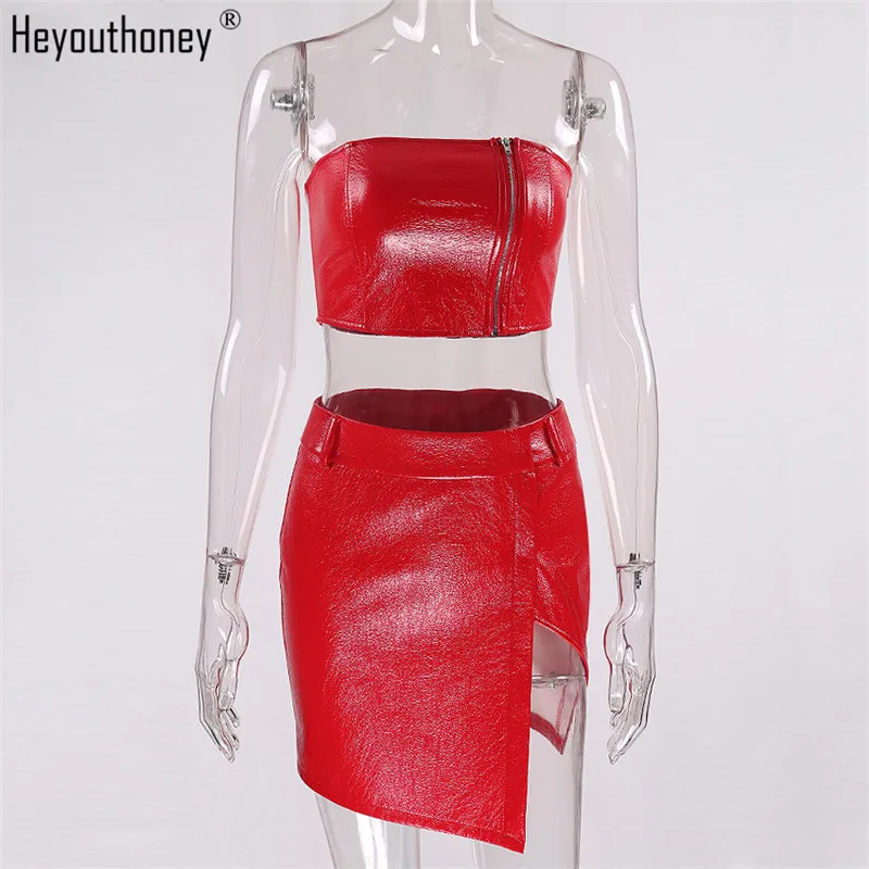 Heyouthoney/женские пикантные вечерние красные Топы без бретелек из искусственной