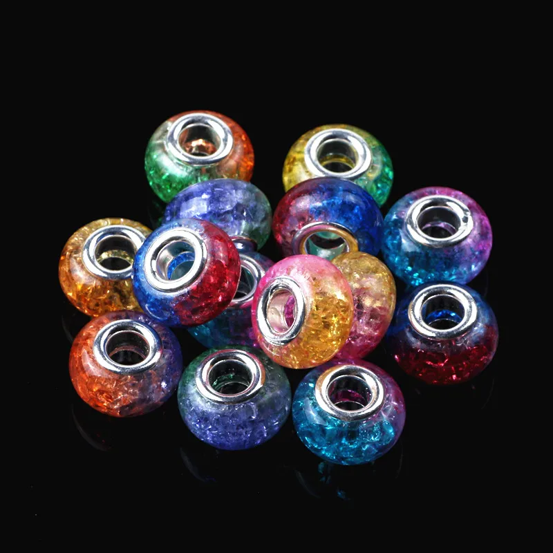 

Mixed Colorful European Beads Acrylic Big Hole Beads Charms Fit DIY Jewelry Bracelet Findings 100pcs/lot
