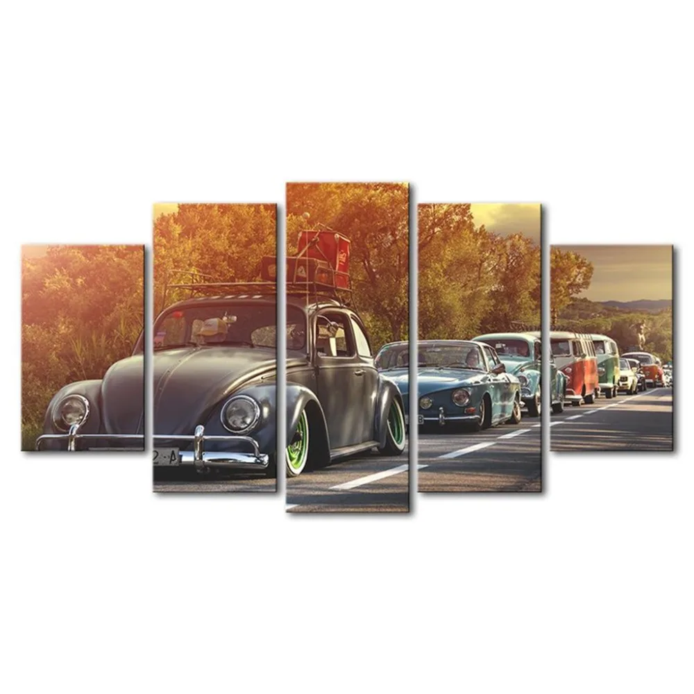 Картины на холсте домашний декор рамка 5 шт. Volkswagen Beetles автомобильные картины HD