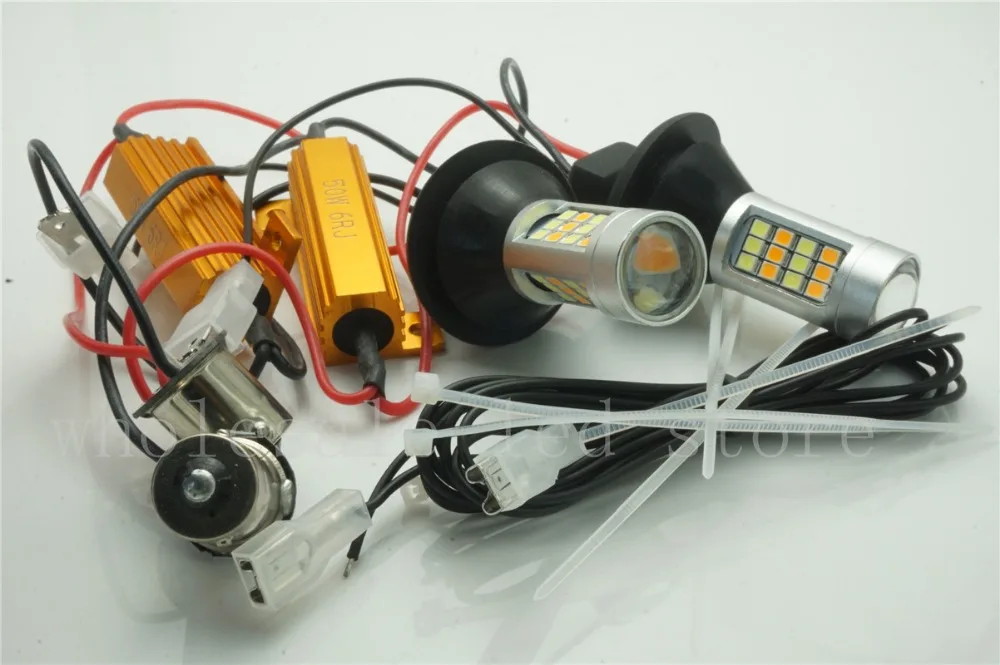 2x S25 1156 BA15S двойной цвет 42 SMD 2835 белый/желтый светодиодный фонарь для переднего