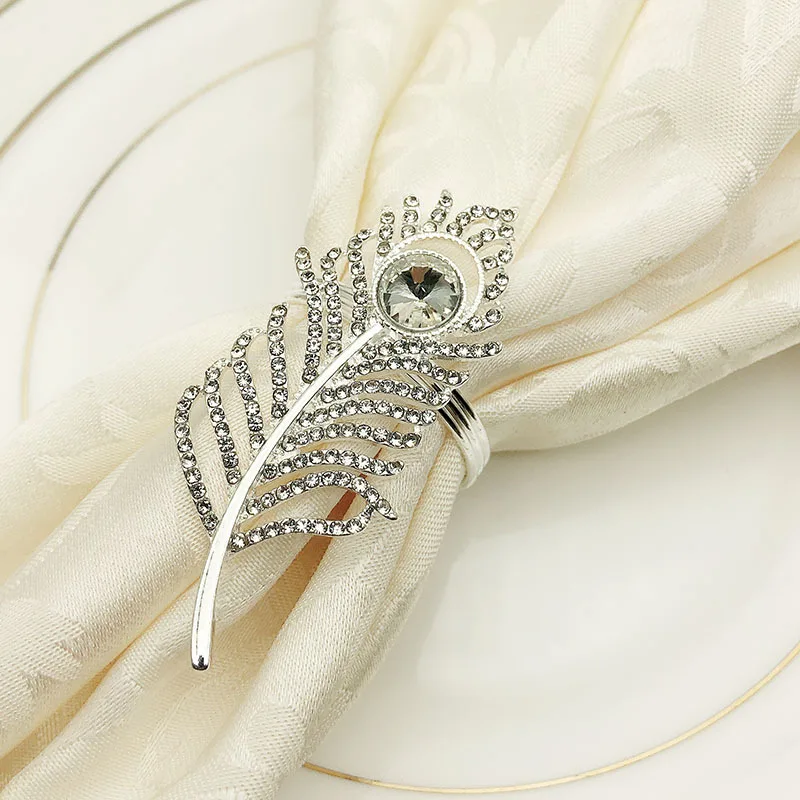 6 шт металлический сплав перо Салфетка кольцо золото/серебро | Дом и сад