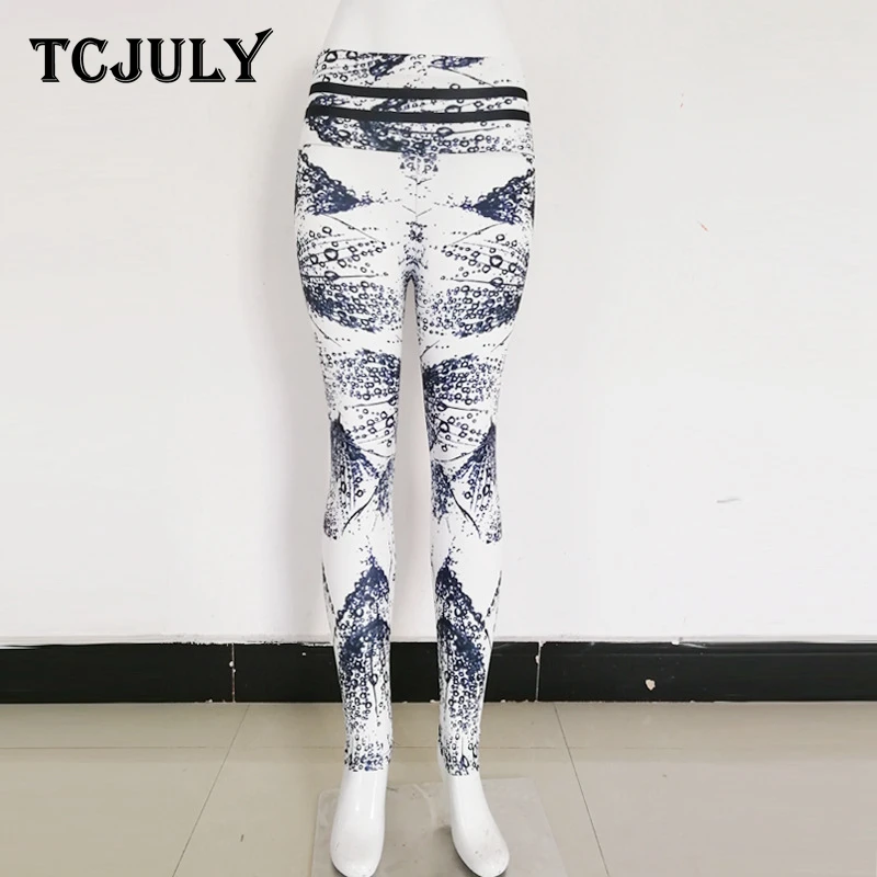 TCJULY леггинсы с принтом в виде капель дождя высокая талия дышащие быстросохнущие