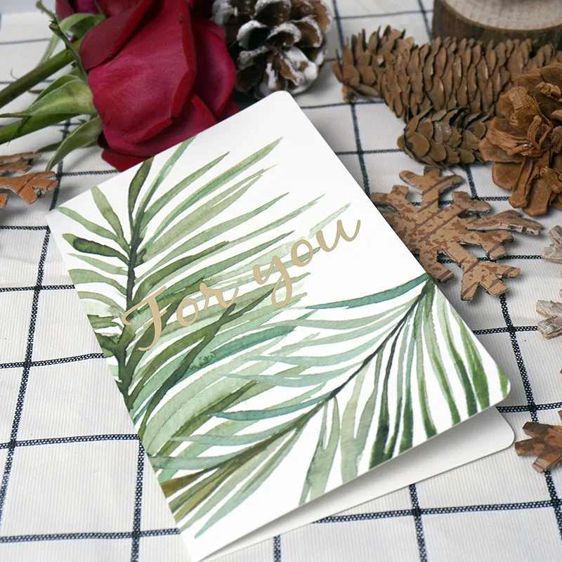 5pcs set B 5 шт./лот, набор креативных милых поздравительных открыток, фольга, тропический лес, спасибо, открытка на день рождения, Рождественская открытка с конвертом, бумага для письма - Цвет: 5pcs set B
