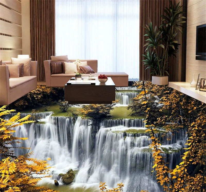 Бесплатная доставка 3D Наклейка на стену заказ водопад и синий поток напольное