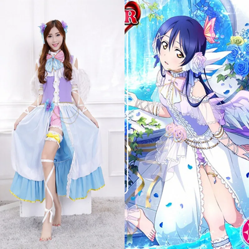 Женское платье в стиле Лолиты Sonoda Umi костюм для Хэллоуина с крыльями ангела