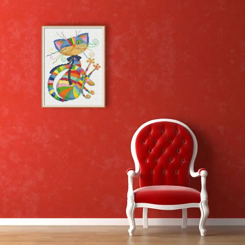 Цветной Кот полный дрель алмазная живопись вышивка крестиком набор горный