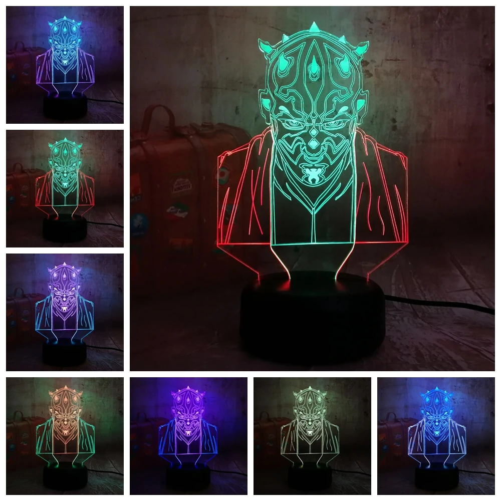 Звездные войны Дарт Маул Новинка 3D светодиодный ночной Светильник RGB 7 смешанный