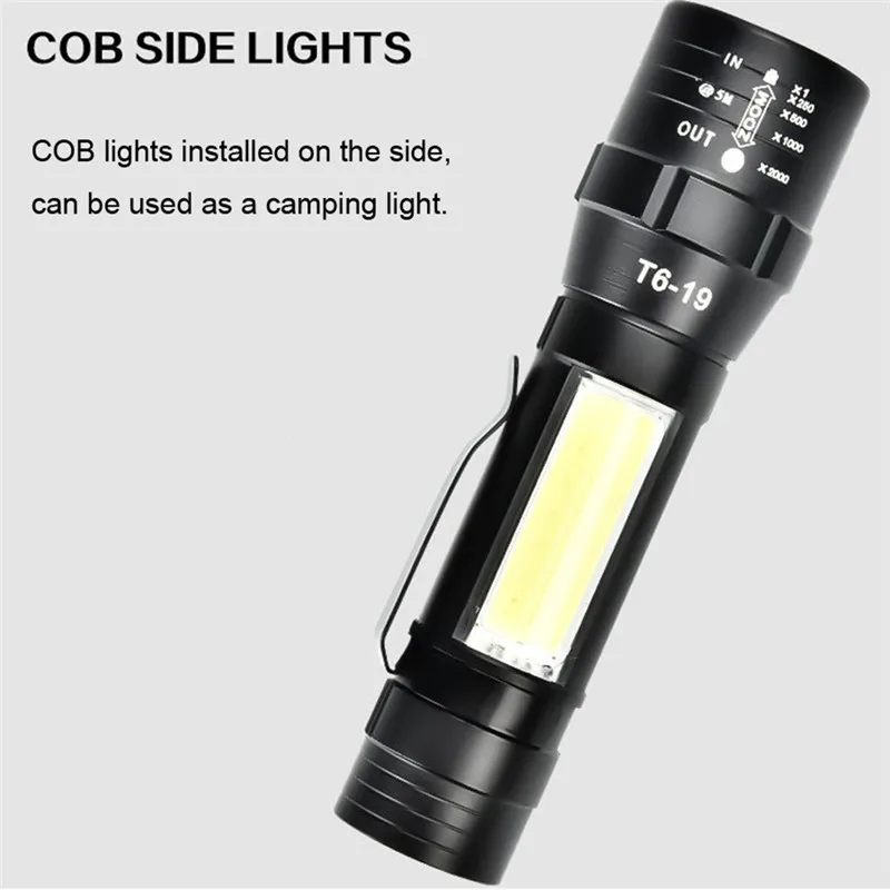 Портативный мини T6+ COB 4 режима фонарик USB Перезаряжаемые Масштабируемые лицевая сторона светло-Алюминий сплав открытый светодиодные фонари