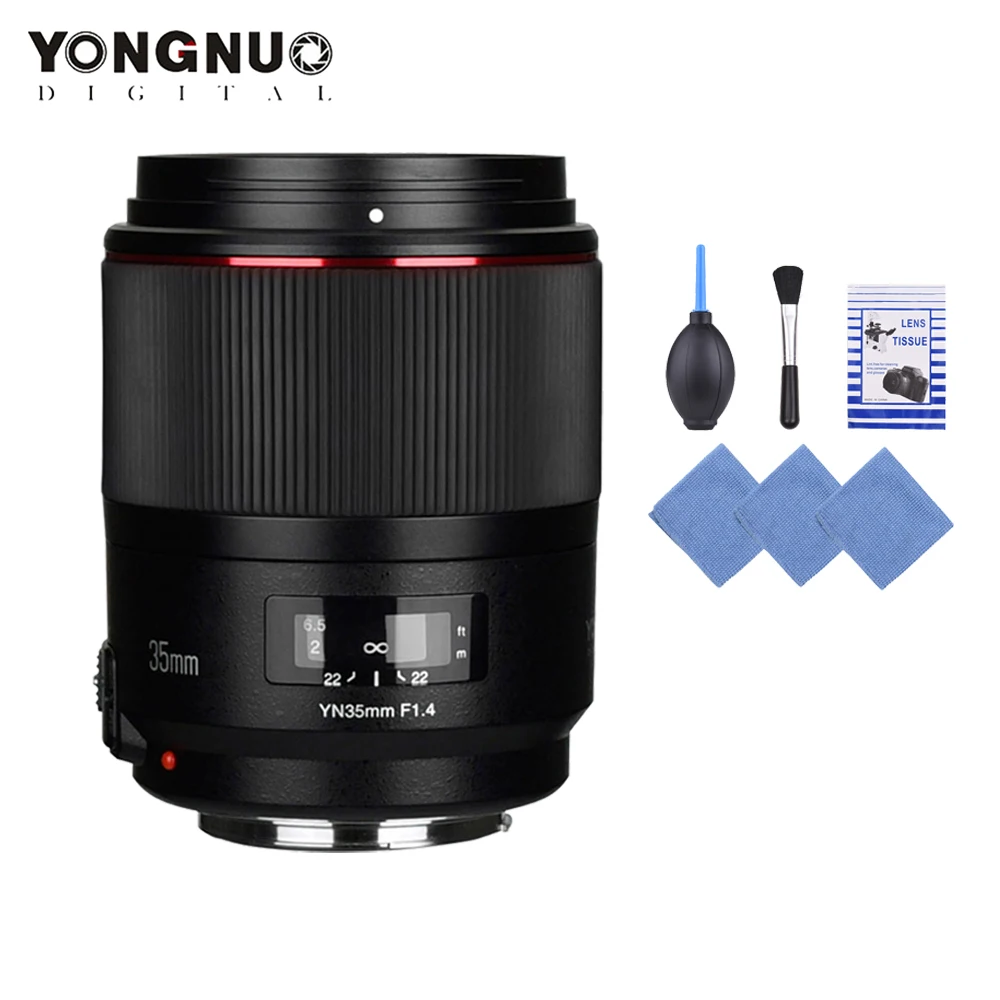 YONGNUO YN35MM F1.4 объектив стандартный широкоугольный объектив с тканью для Canon DSLR Объектив камеры с чисткой для 600D 60D 500D 400D 5D II